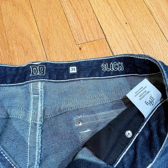 D9 District 9 Slick Womens Bootcut Jeans Size 31 Thick Stitching Dark Wash EUC - Picture 5 of 13